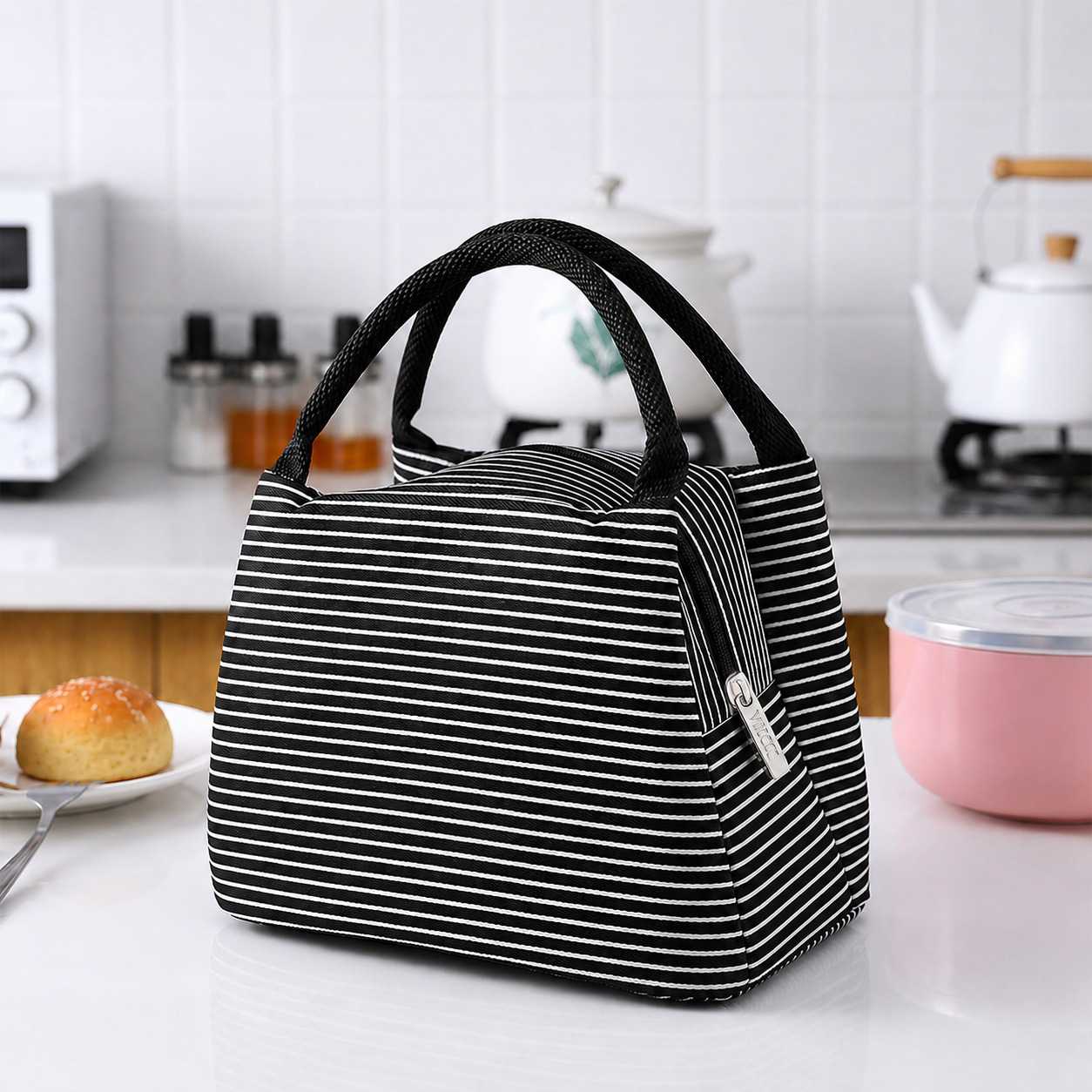 Tas Bekal Thermal Tahan Panas Dingin Lunch Bag Model Strip WMO YUEI30