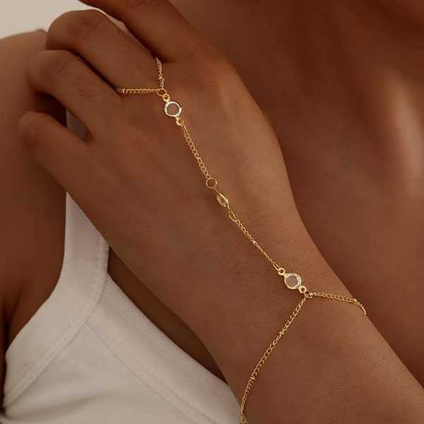 Gelang Cincin Wanita Rantai Elegan Gelang Jari Tangan Aesthetic Hand H