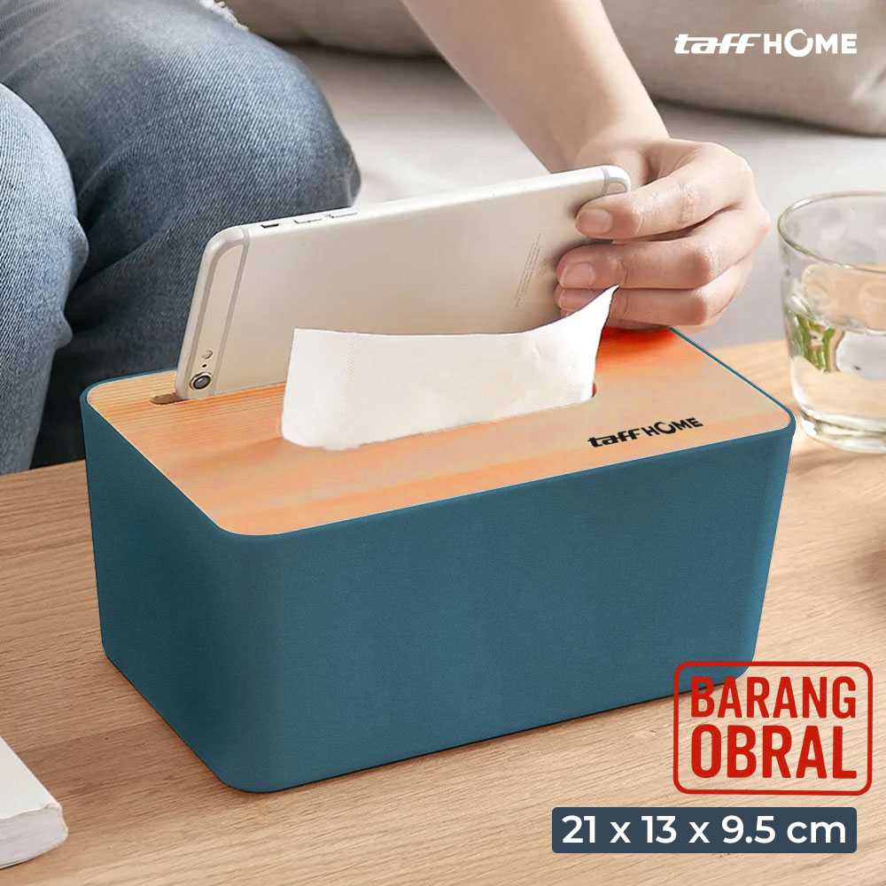 Kotak Tisu Kayu Tissue Box dengan Holder Smartphone - ZJ08 (BARANG OBRAL)