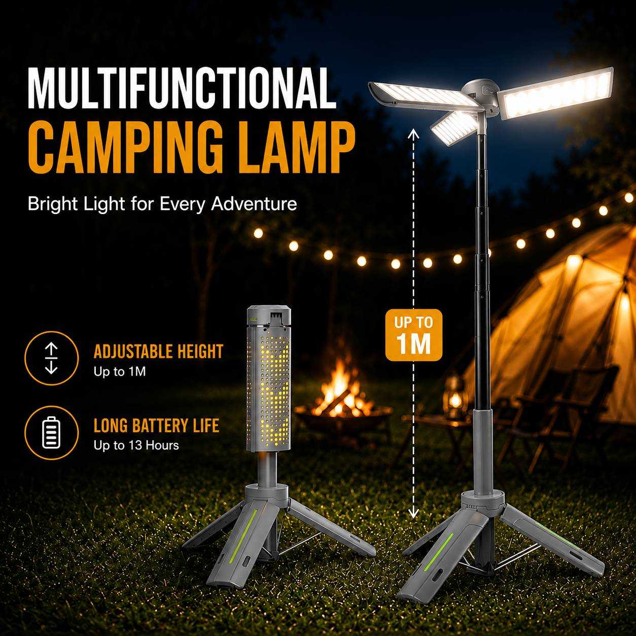 BUB Lampu LED Camping Teleskopik 360 Dimmable Waterproof 20W 8000mAh - KXK-2086