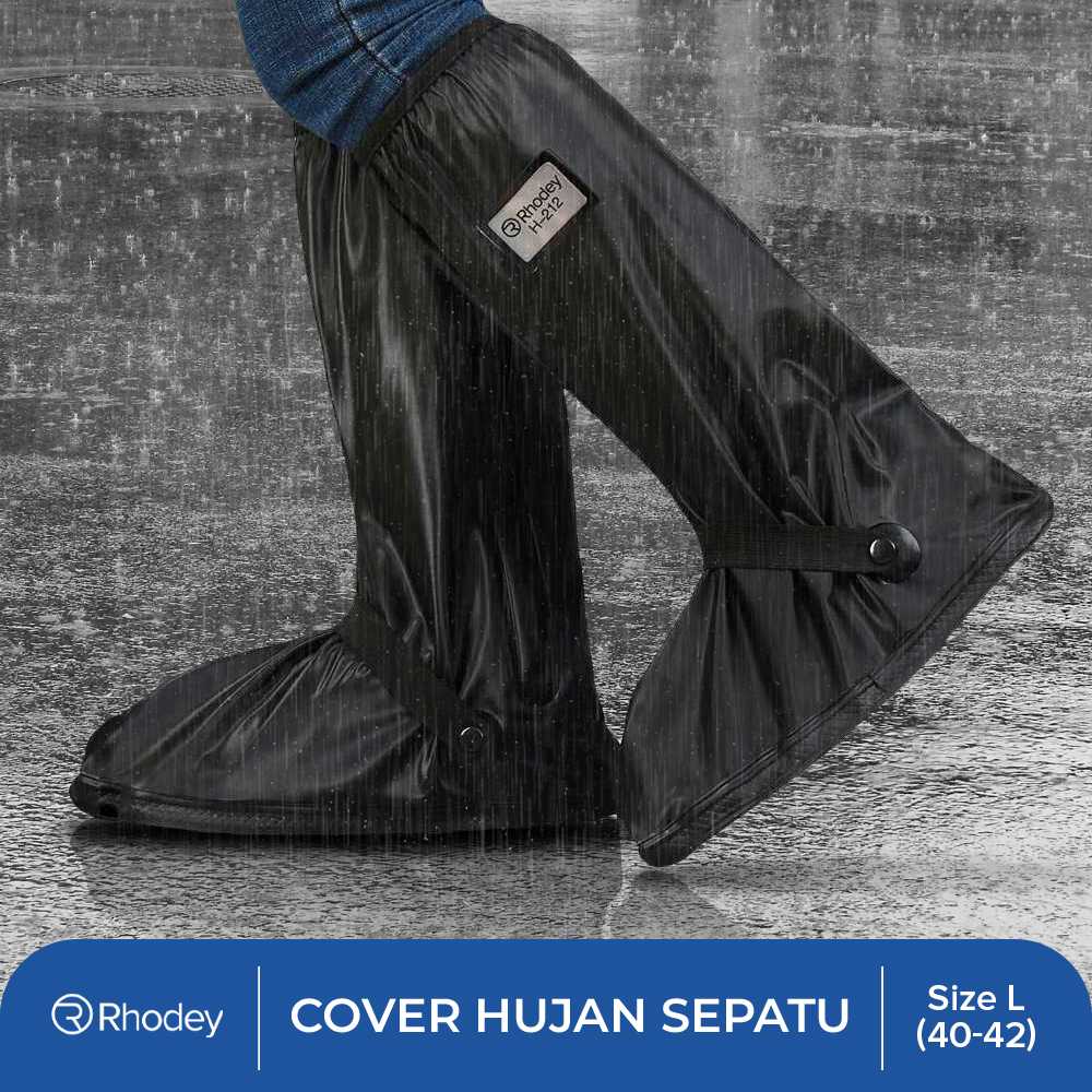 Rhodey Jas Hujan Sepatu Anti Air Rain Shoe Cover PVC Zipper Reflector - H-212