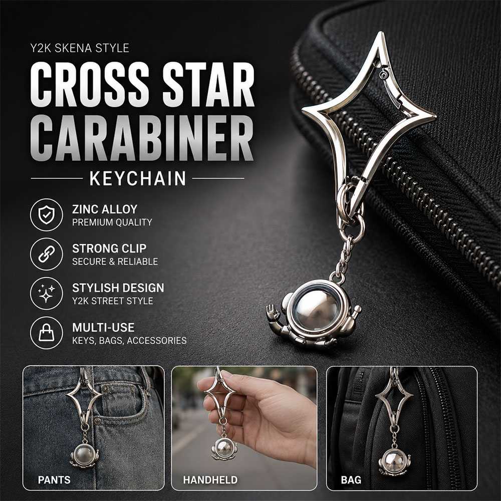 HZLI Karabiner Carabiner Keychain Gantungan Kunci Y2K Skena Cross Star - GB6740