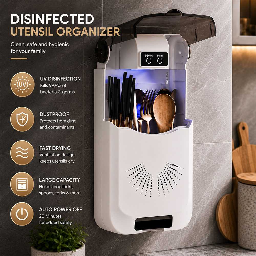 AOK Tempat Alat Makan Disinfected Organizer Holder Wall Mounted - AK50